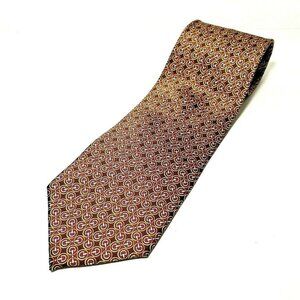 Morgano Uomo 100% silk horse bit design tie brown 4" wide 58" long made in Italy
